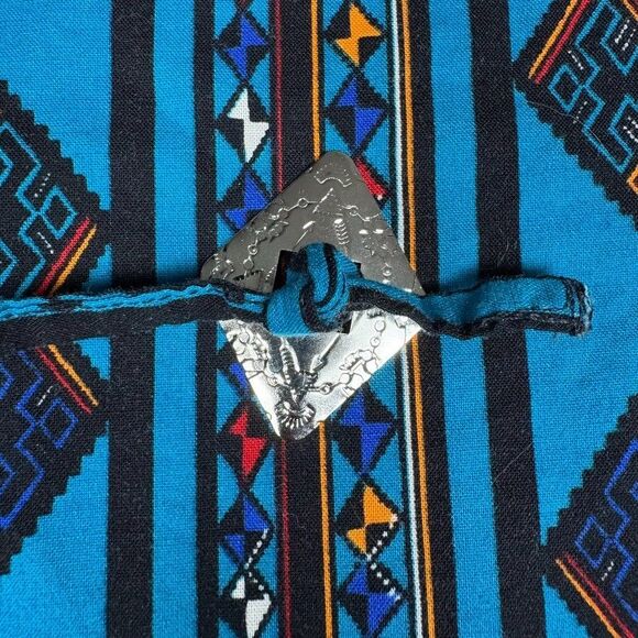 Vintage 80s Southwest Rodeo Aztec Fringe Long Sleeve Shirt Black OS XL Cowgirl - Picture 4 of 11